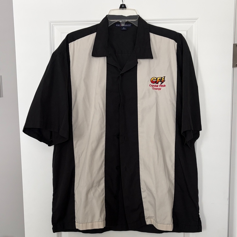 Port Authority Black and Cream Casual Button Down Shirt